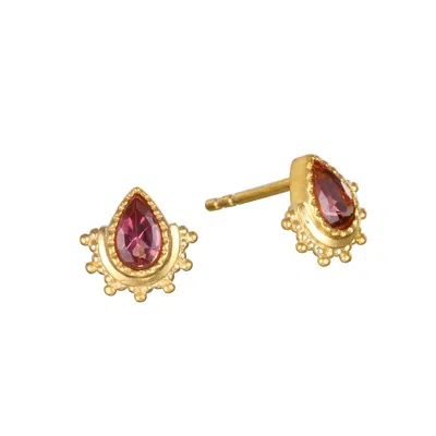 Satya Jewelry Majestic Feminine Pink Tourmaline Earrings In Gold