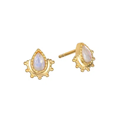 Satya Jewelry Majestic Nature Rainbow Moonstone Earrings In Gold