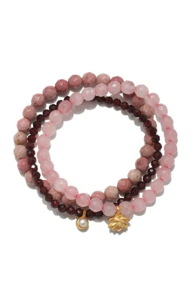 Satya Jewelry Manifest Love Gemstone Bracelet Set In Red