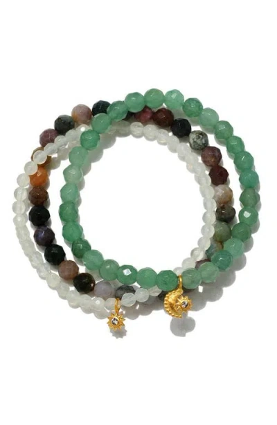Satya Jewelry Manifest Peace Gemstone Bracelet Set In Multi