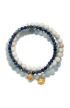 Satya Jewelry Manifest Positivity Gemstone Bracelet Set In Multicolor