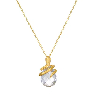 Satya Jewelry Manifest Rebirth White Topaz Snake Necklace In Gold