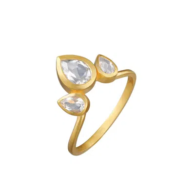 Satya Jewelry Manifesting Dreams White Topaz Petal Ring In Gold