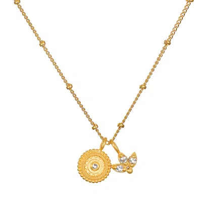Satya Jewelry Manifesting Possibilities Lotus White Topaz Necklace In Gold