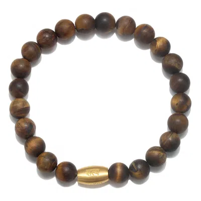Satya Jewelry Men's Sacred Insight Tiger Eye Gemstone Bracelet In Gold