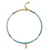 Satya Jewelry Moonlit Journey Turquoise Moon Anklet In Gold