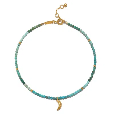 Satya Jewelry Moonlit Journey Turquoise Moon Anklet In Gold