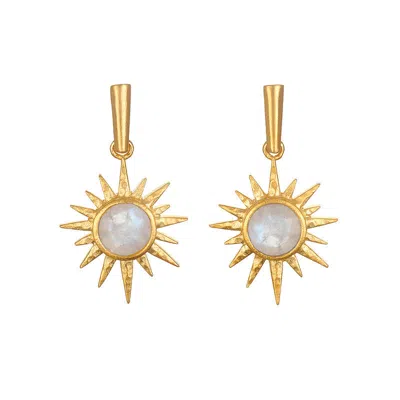 Satya Jewelry Moonstone North Star Linear Earrings In Gold