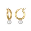 Satya Jewelry Nature's Harmony Pearl Hoop Earrings In Gold
