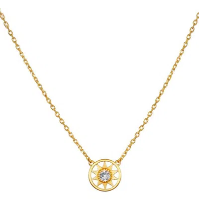 Satya Jewelry New Day White Topaz Sun Necklace In Gold