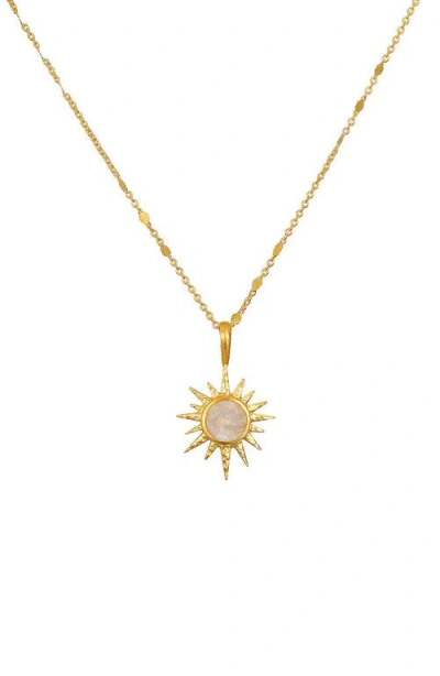 Satya Jewelry North Star Moonstone Starburst Necklace In Gold