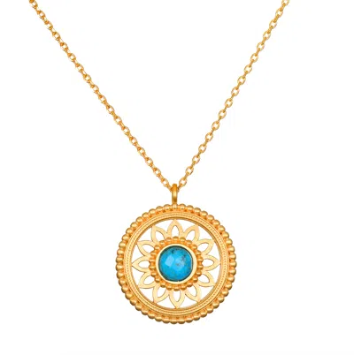 Satya Jewelry Nurture Intuition Turquoise Mandala Necklace 32" In Gold
