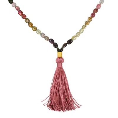 Satya Jewelry Peaceful Spirit Tourmaline Gemstone Mala In Red