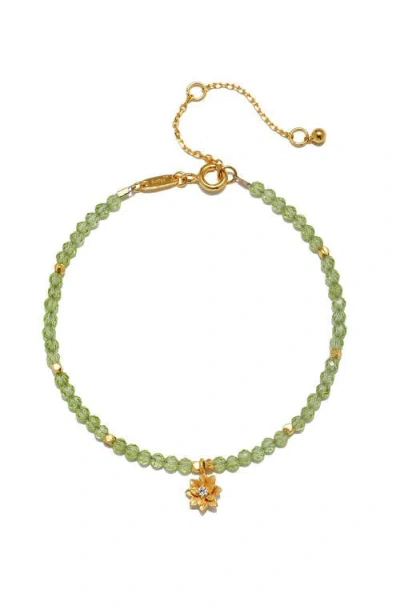Satya Jewelry Peridot Lotus August Birthstone Bracelet In Green