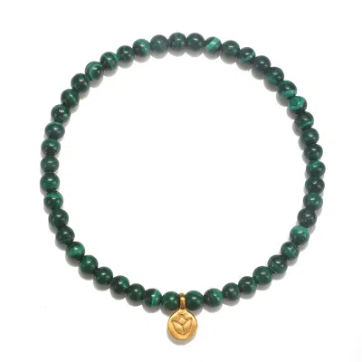 Satya Jewelry Personal Evolution Lotus Malachite Gemstone Bracelet In Gold