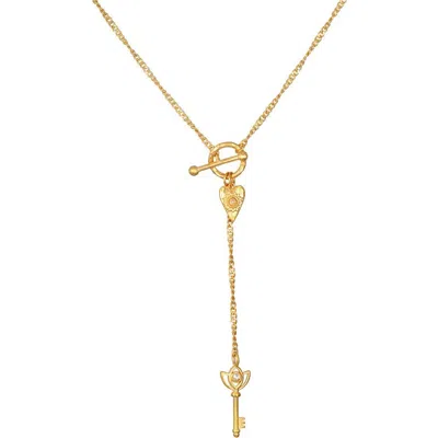 Satya Jewelry Promise To Love Heart Key Lariat Necklace In Burgundy