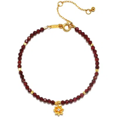 Satya Jewelry Red Garnet Lotus January Birthstone Bracelet