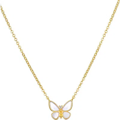 Satya Jewelry Renewed Hope Pearl Butterfly Necklace In Gold