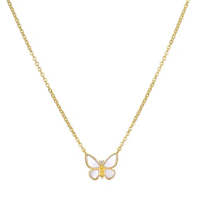 Satya Jewelry Renewed Hope Pearl Butterfly Necklace In Gold