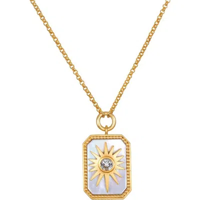 Satya Jewelry Returning Light Mother Of Pearl Sun Necklace In Gold