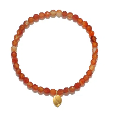 Satya Jewelry Rooted In Strength Lotus Carnelian Gemstone Bracelet In Gold
