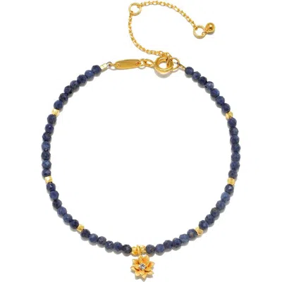Satya Jewelry Sapphire Lotus September Birthstone Bracelet In Blue