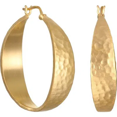 Satya Jewelry Shine Bright Hammered Hoop Earrings In Gold