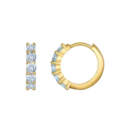 Satya Jewelry Shine With Compassion Blue Topaz Huggie Earrings In Gold