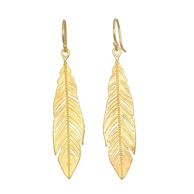Satya Jewelry Spiritual Messenger Feather Earrings In Gold