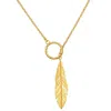 Satya Jewelry Spiritual Messenger Feather Lariat Necklace In Gold