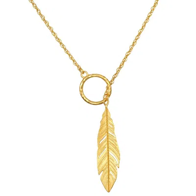 Satya Jewelry Spiritual Messenger Feather Lariat Necklace In Gold