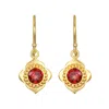 Satya Jewelry Strong Heart Garnet Drop Earrings In Gold