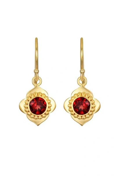 Satya Jewelry Strong Heart Garnet Drop Earrings In Red