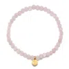 Satya Jewelry Supported In Love Lotus Rose Quartz Gemstone Bracelet In Gold