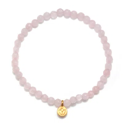 Satya Jewelry Supported In Love Lotus Rose Quartz Gemstone Bracelet In Gold