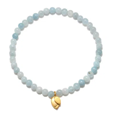 Satya Jewelry Tranquil Journey Lotus Aquamarine Gemstone Bracelet In Gold