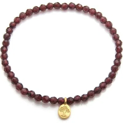 Satya Jewelry Tree Of Life Garnet Gemstone Bracelet In Red