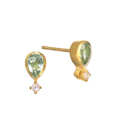 Satya Jewelry True Self Green Amethyst Earrings In Gold