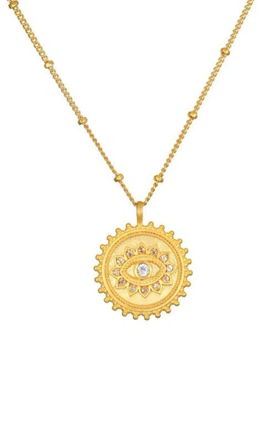 Satya Jewelry True Visionary White Topaz Evil Eye Necklace In Gold