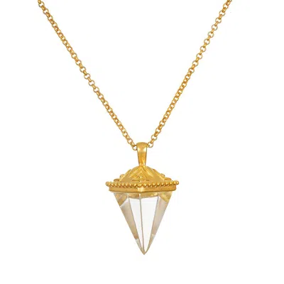 Satya Jewelry Truthful Guidance Crystal Pendulum Necklace In Gold