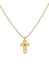 Satya Jewelry Unwavering Faith Garnet Cross Necklace In Gold