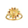 Satya Jewelry Vibrant Self Multi Stone Lotus Ring In Gold