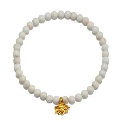 Satya Jewelry Walk In Harmony Lotus White Turquoise Gemstone Bracelet