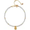 Satya Jewelry White Topaz Lotus April Birthstone Bracelet