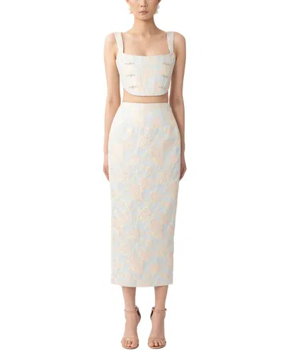 Sau Lee 2pc Jovita Jacquard Skirt Set In White