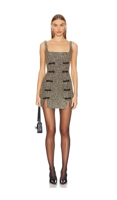 Sau Lee Aidan Tweed Dress In Gold Multi