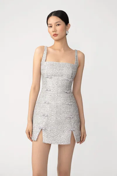 Sau Lee Aidan Tweed Mini Dress In Silver