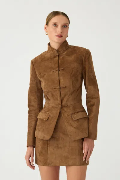 Sau Lee Alba Suede Tang Jacket In Brown