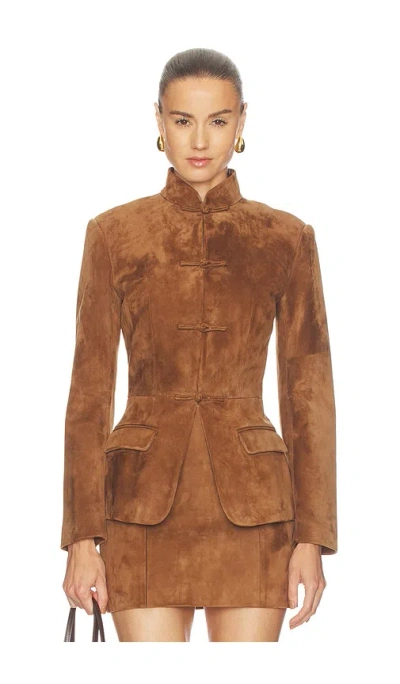 Sau Lee Alba Suede Tang Jacket In Brown
