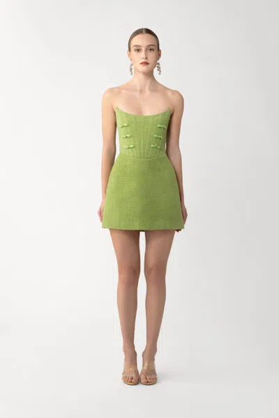 Sau Lee Alea Tweed Mini Dress In Apple Green